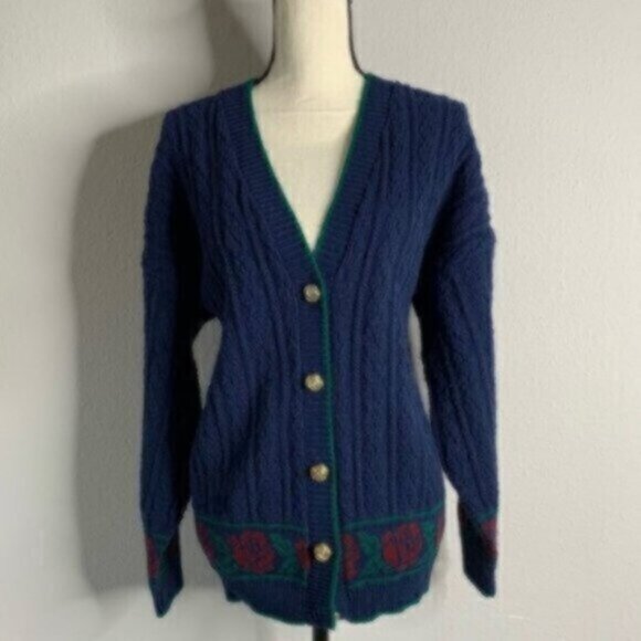 Lauren Ralph Lauren Rare Vintage Cable Cardigan Sweater With Gold Buttons - Picture 7 of 17